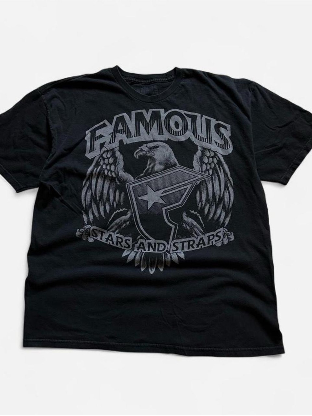 Vintage Famous Stars & Straps Men's Black Graphic Tee XL